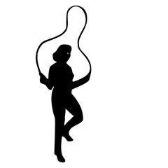 illustration de personne, homme et femme pratiquant activité de fitness, silhouette noire