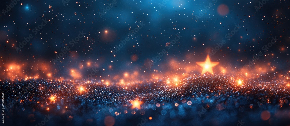 Poster bokeh background with sparkling stars creating a magical and dreamy atmosphere for artistic and fest