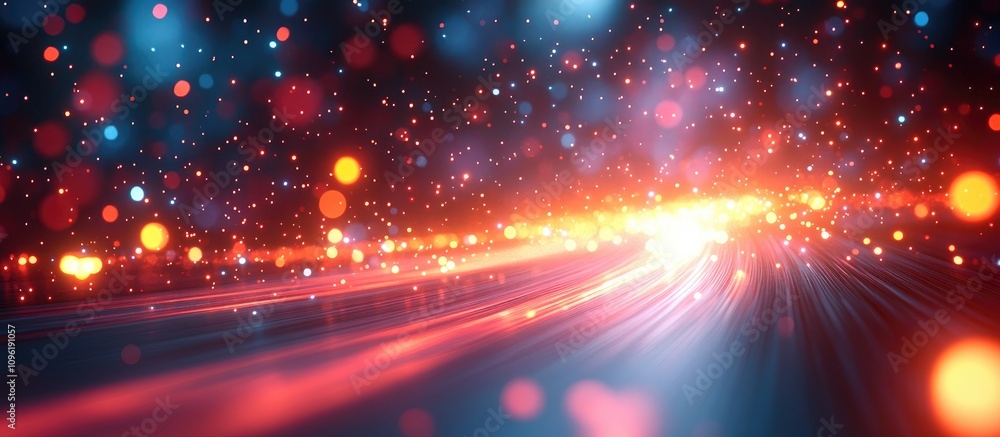 Aufkleber motion blur of vibrant glowing lights creating dynamic patterns of color and energy in a dreamlike a