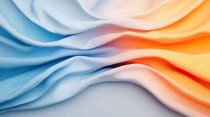 Obraz premium Soft and Smooth Fabric Textures in Gradients of Light Blue, White, and Orange for Creative Backgrounds and Design Projects