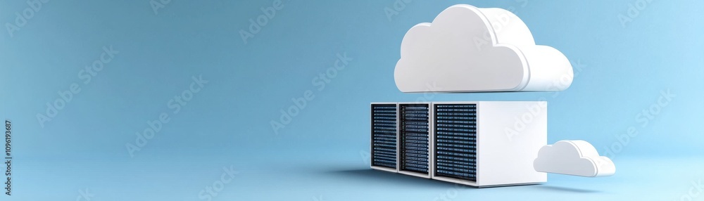 Aufkleber a minimalist illustration of a cloud computing concept, featuring a stylized cloud above a data cent