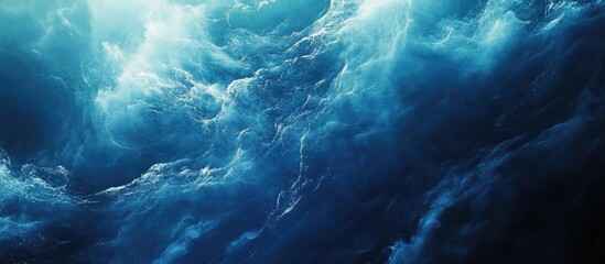 Dynamic ocean waves creating a visually captivating abstract blue background perfect for artistic and design projects.