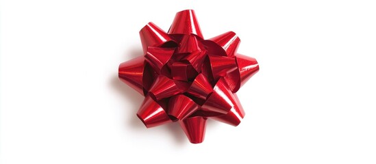 Red decorative bow for gift wrapping isolated on a clean white background showcasing elegance and festive charm for holiday presents
