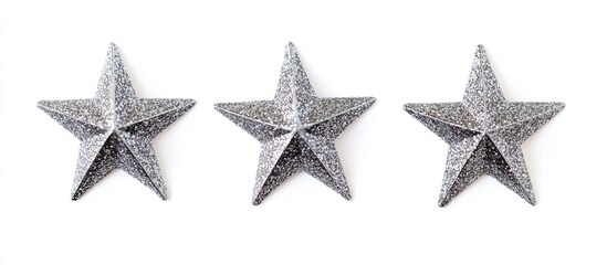 Silver glitter Christmas star sticker set on a white background showcasing holiday decoration elements for festive themes and designs