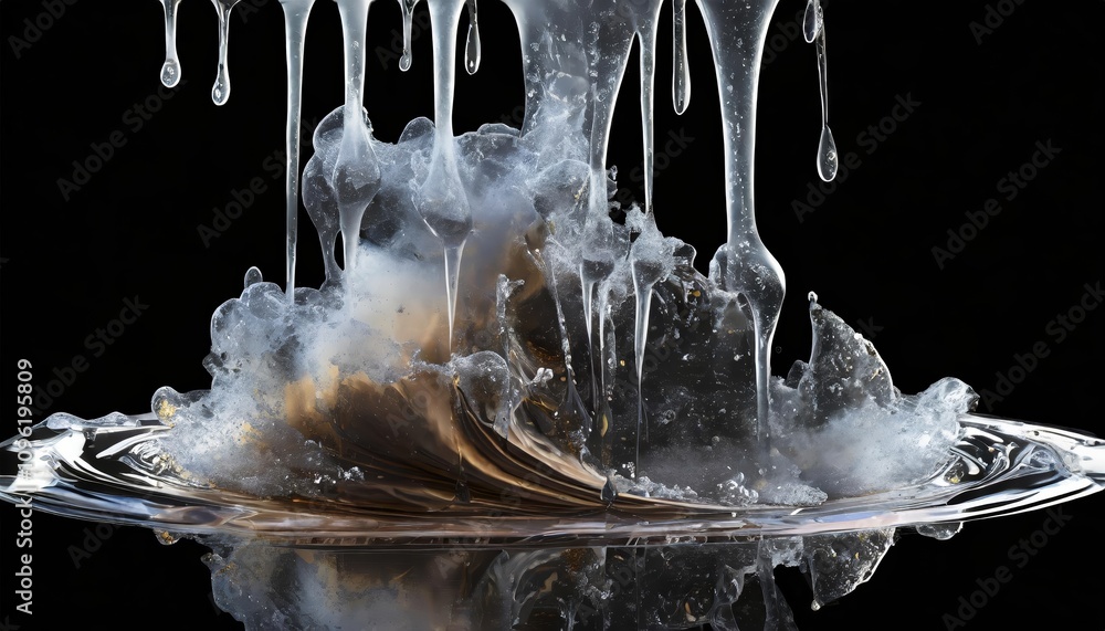 Poster Abstract Futuristic D Texture of Dripping Liquid Smoke Frozen in Time, Featuring Ethereal Patterns and a Transparent Background for Modern, High-Tech Design and Creative Visualization