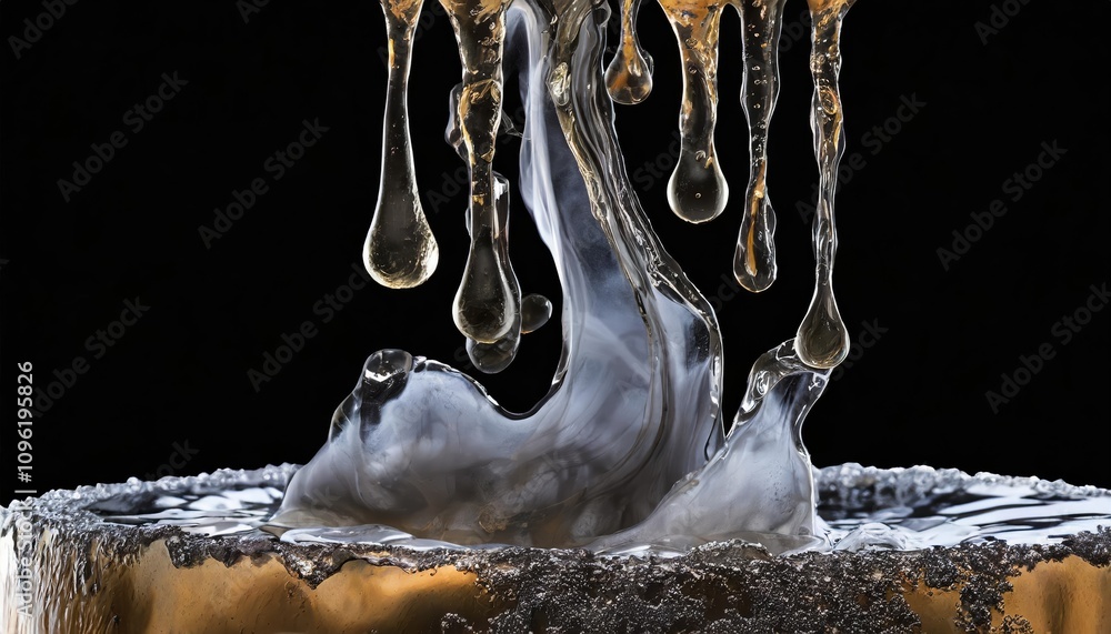 Poster dripping liquid smoke frozen in an intricate abstract futuristic d texture, isolated on a transparen