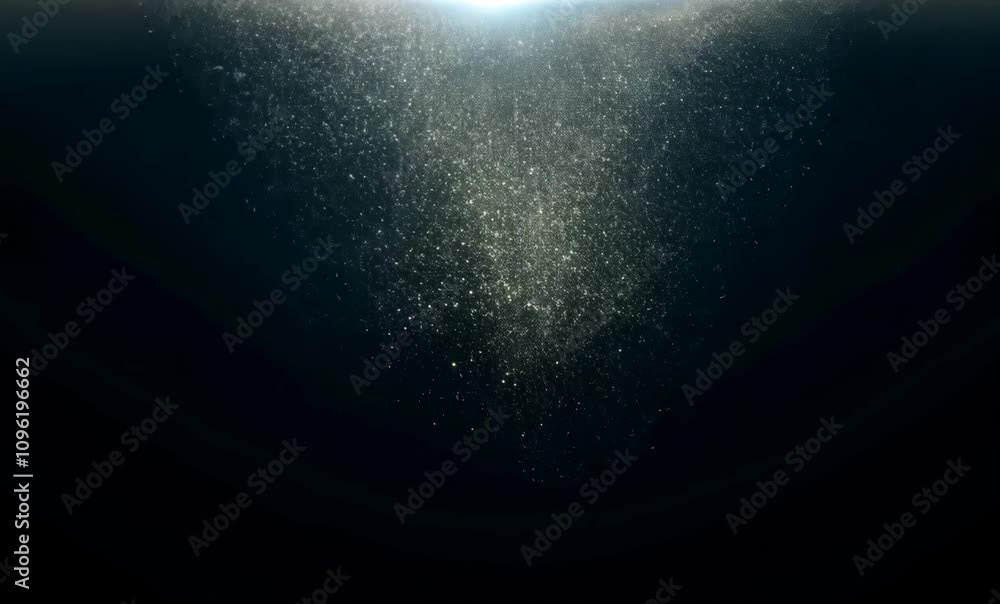 Poster underwater light shimmering particles create mesmerizing effect in dark waters