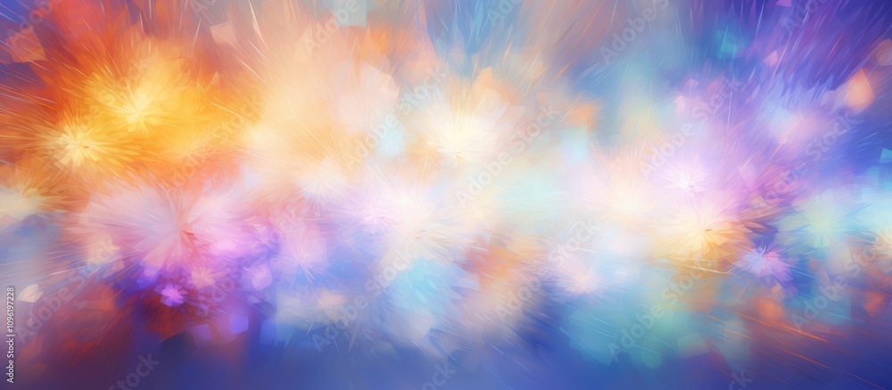 Poster vibrant abstract bokeh background in soft hues creating a festive celebration atmosphere with gentle