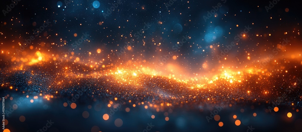 Poster abstract festive background with shimmering glittering lights and vibrant bokeh effects creating a d