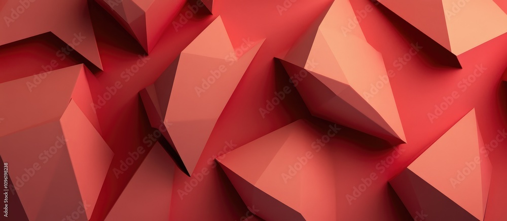Poster geometric abstract background with red 3d shapes space for text aerial perspective design template