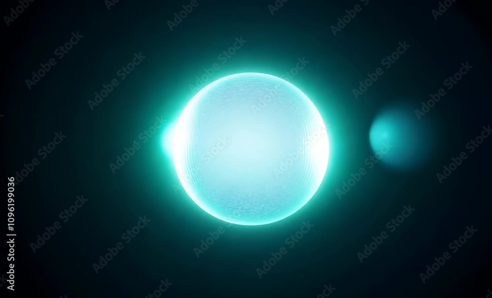 Aufkleber luminous blue sphere with glowing core and starry patterns in dark light background