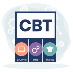 CBT - Computer Based Training acronym. business concept background. vector illustration concept with keywords and icons. lettering illustration with icons for web banner, flyer, landing page