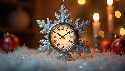 Festive Glow: Snowflake Clock Enchantment