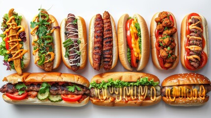 Gourmet Hot Dog Assortment A Delicious Variety of Toppings and Sausages