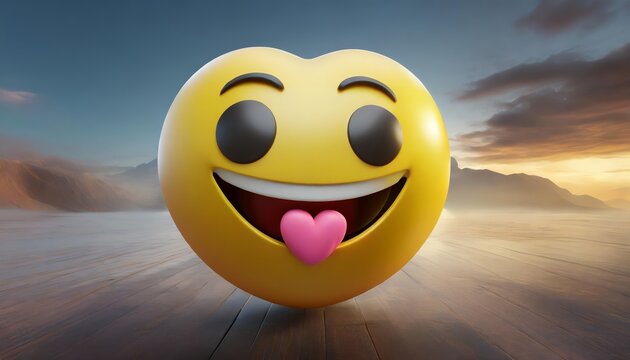 D Emoji in Love Emoticon – Vibrant Heart-Eyes Expression, Perfect for Love, Romance, Social Media, Messaging, and Creative Digital Designs