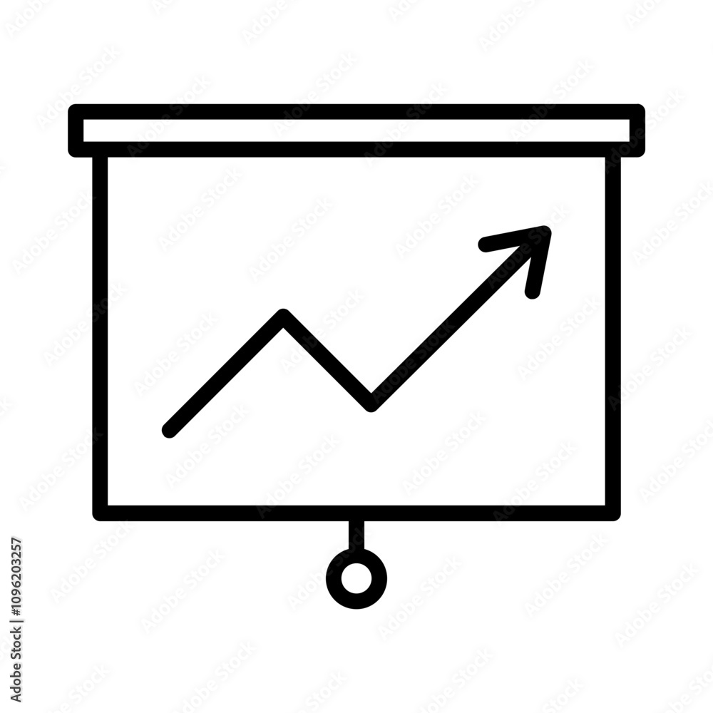 Poster black single financial analytics board line icon, simple growing business presentation flat design p