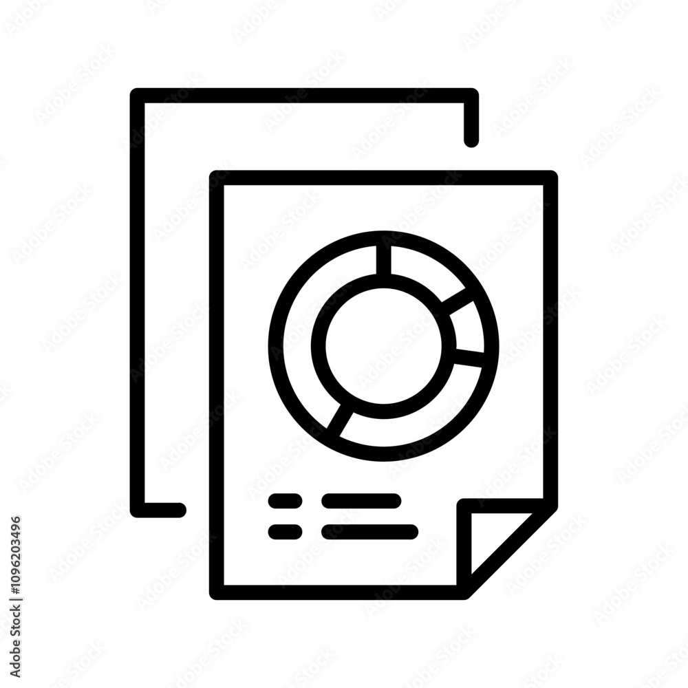 Poster black single business report line icon, simple financial research flat design vector pictogram, info