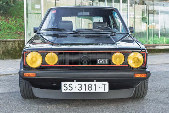 Urnieta, Spain-October 5, 2024: 1976 Volkswagen Golf GTI, Mark 1, Type 155, first generation, vw on city streets.