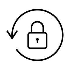 Black reset password line icon, simple round key protection flat design vector pictogram, infographic vector for app logo web button banner ui ux interface elements isolated on white background