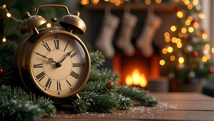 Ticking to Christmas: Brass Clock in Festive Setting