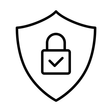 recommend clip art: Black single approved security shield line icon, safety protection with checkmark flat design vector pictogram, infographic interface element for app logo web button ui ux isolated on white background