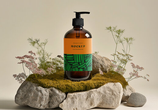 Realistic Liquid Soap, Shampoo, and Skincare Dispenser Bottle Mockup &ndash; AI-Generated Design for Cosmetics, Hygiene, and Personal Care Branding