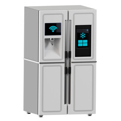 3d illustration of Smart Fridge. Internet of things. Smart technology. Futuristic device tool. 3d rendering.