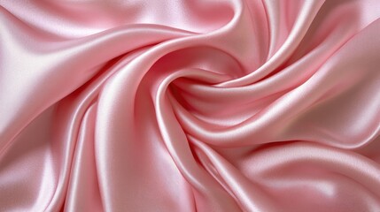 Obraz premium Luxurious smooth pink silk or satin fabric with a soft sheen, perfect backdrop for showcasing skincare products like creams and lotions.