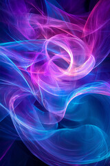 Fototapeta premium Vibrant fluid shapes swirling in abstract motion, in style of digital art, neon blues and purples blending smoothly, dynamic, energetic, futuristic, surreal, bold