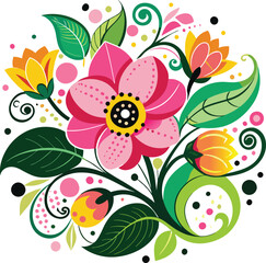 Spring colorful bouquet Floral flower vector illustration on white background.