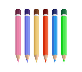 set pencils isolated on white background