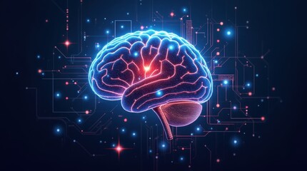 Fototapeta premium Human Brain and Artificial Intelligence Fusion