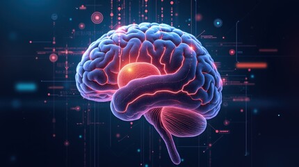 Fototapeta premium Human Brain and Artificial Intelligence Fusion