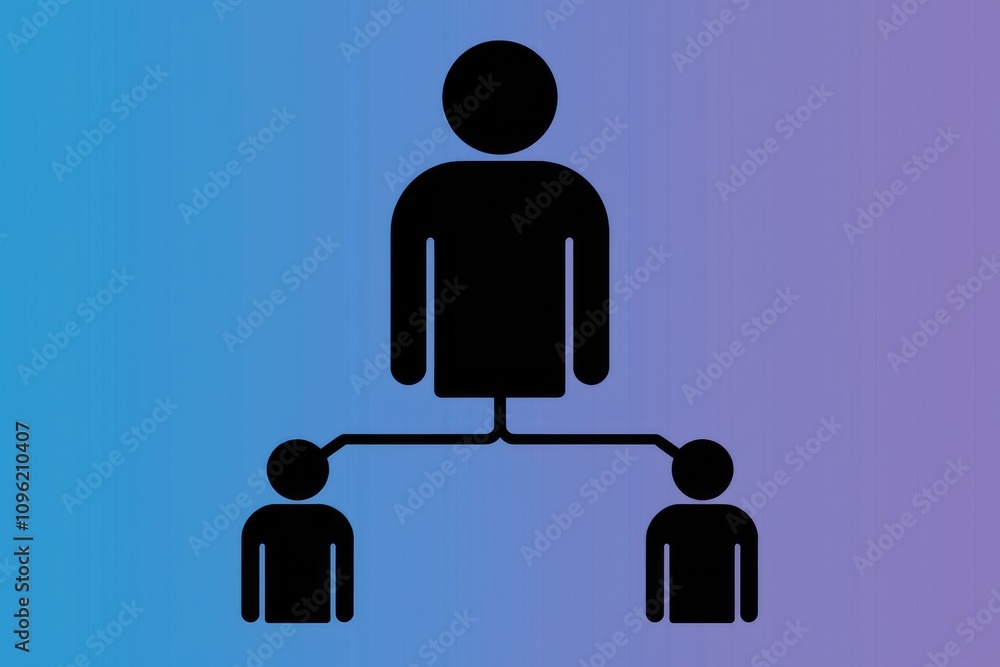 Aufkleber Simple illustration of a hierarchy with a leader and two subordinates.