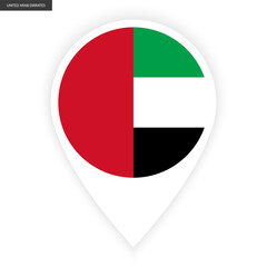 United Arab Emirates marker icon with white border on white background. United Arab Emirates pin icon isolated on white background	