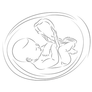 recommend clip art: One continuous single drawing line art flat doodle pregnancy, baby, pregnant, birth, womb. Isolated image hand draw contour on a white background
                    