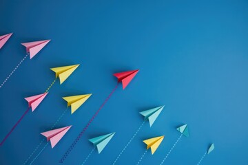 Red paper airplane leading the way  a concept of standing out.