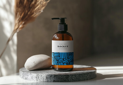 Realistic Liquid Soap, Shampoo, and Skincare Dispenser Bottle Mockup &ndash; AI-Generated Design for Cosmetics, Hygiene, and Personal Care Branding