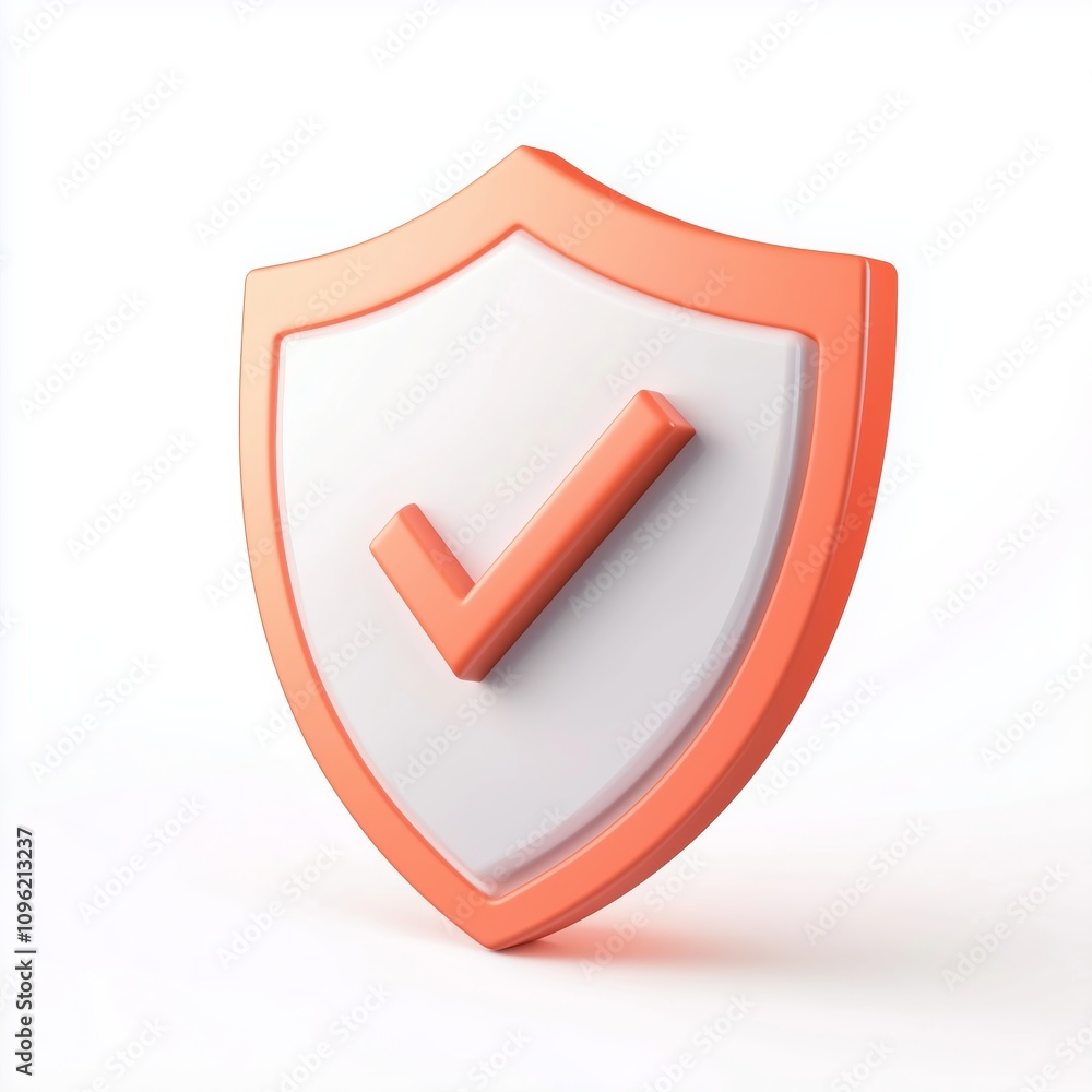 Poster 3d shield protection icon with check for online payment on white background concept, user account fo