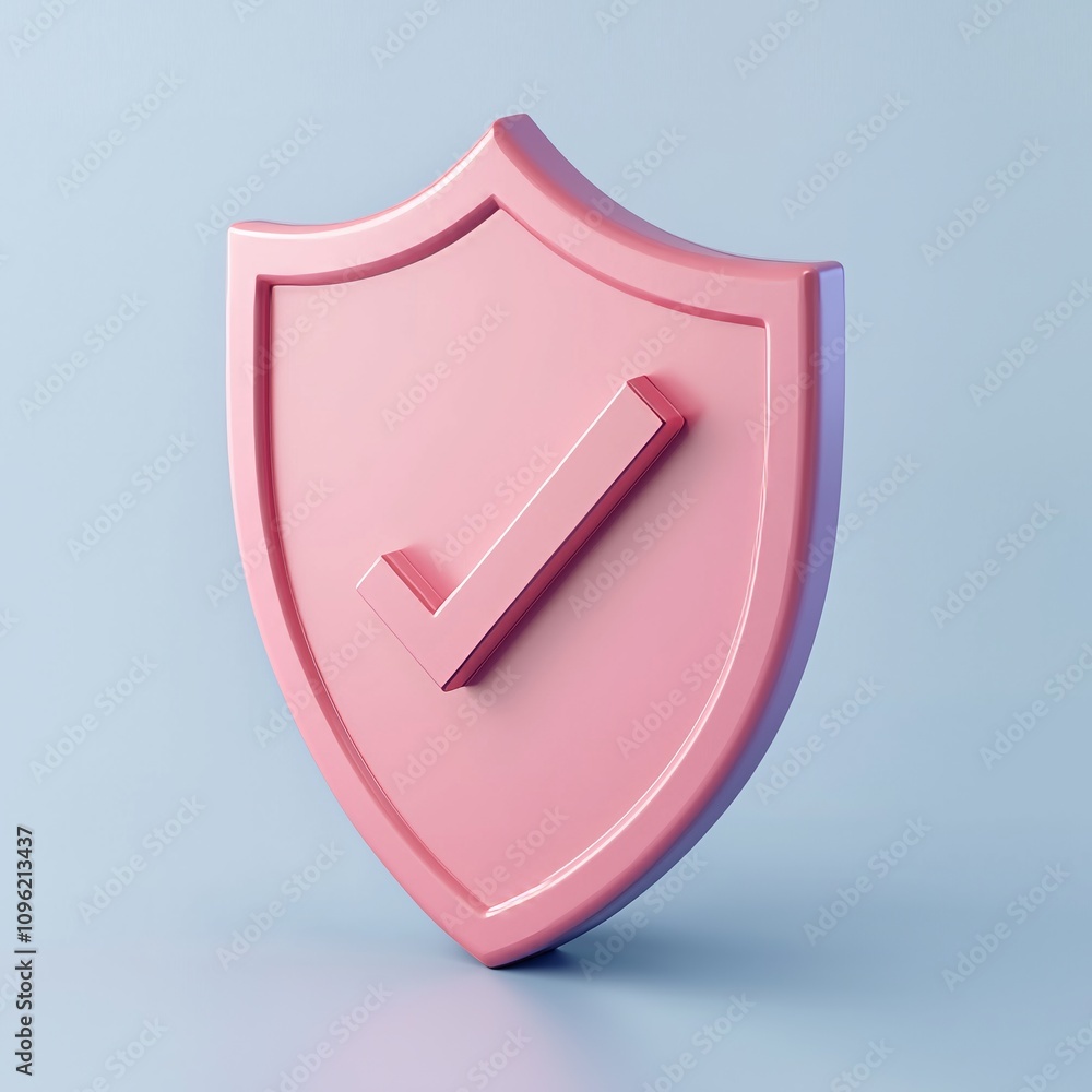 Poster 3d shield protection icon with check for online payment on white background concept, user account fo