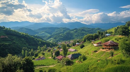 Obraz premium Mountain village in south-east asia 