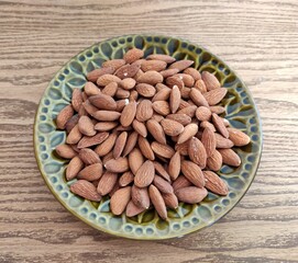 Raw almonds on the table