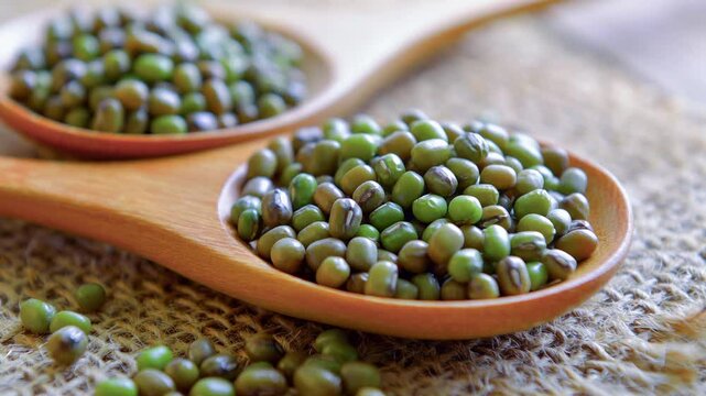 mung bean in wood spoon