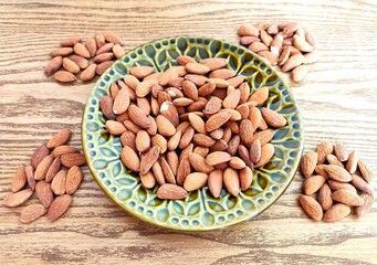 Raw almonds on the table