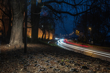 droga, autostrada, ruch drogowy, noc, gród, auta,  © Krzysztof  Jaworski