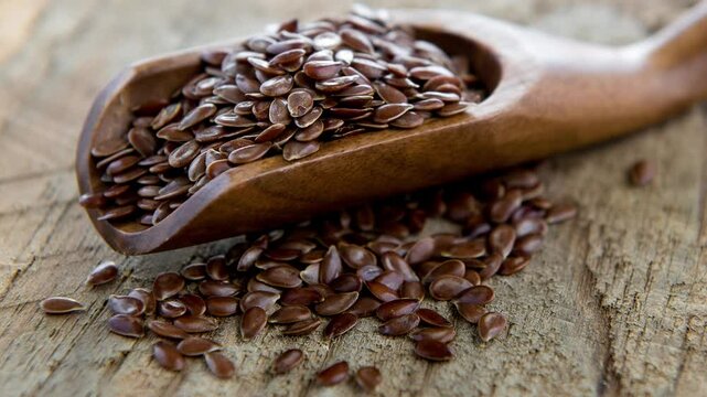 flax seeds in a spoon