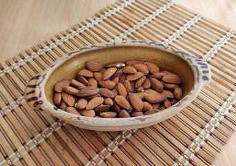 Raw almonds on the table