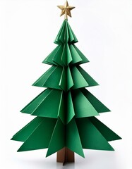 Obraz premium Isolated origami paper Christmas holiday tree
