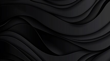 Fototapeta premium Black abstract background design. Modern wavy line pattern (guilloche curves) in monochrome colors. Premium stripe texture for banner, business background. Dark horizontal vector template 