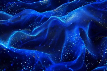 Obraz premium Blue digital particles wave flow, Digital cyberspace abstract background 